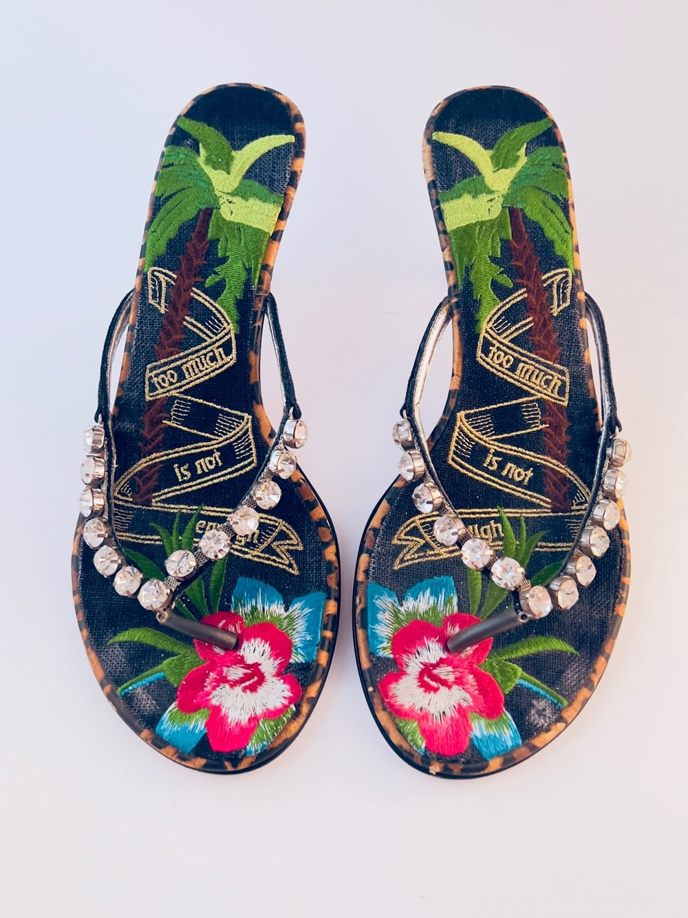 Beverly Feldman rhinestoned sandals 10M